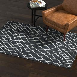 Amazon Brand – Rivet Contemporary Wool Area Rug, 4 x 6 Foot, Black and White