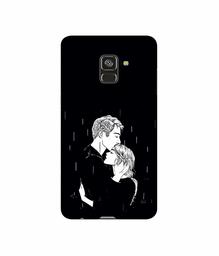 Amazon Brand - Solimo Designer Couples Standing in Rain 3D Printed Hard Back Case Mobile Cover for Samsung Galaxy A8 Plus