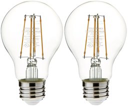 AmazonBasics 25 Watt Equivalent,  Clear, Dimmable, A19 LED Light Bulb - 2 Pack