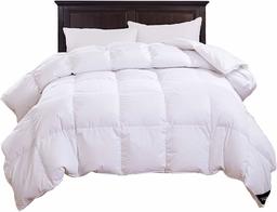 UMI Essentials White Goose Feather Down Duvet 12 Tog Winter Bed Quilt, 100% Cotton Shell,Size Super King