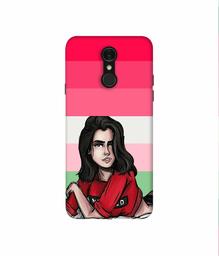 Amazon Brand - Solimo Designer Lady Vector with Line 3D Printed Hard Back Case Mobile Cover for LG Q7