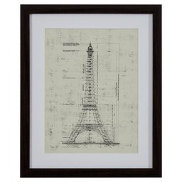 Modern Reprint of Eiffel Tower Sketch