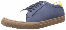 Amazon Brand - House & Shields Men's Navy/White/Yellow PU Sneakers-7 UK (41 EU) (8 US) (AZ-HS-005)