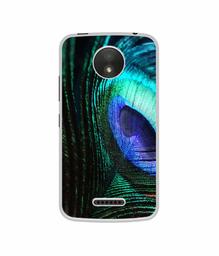 Amazon Brand - Solimo Designer Peacock Feather UV Printed Soft Back Case Mobile Cover for Motorola Moto C Plus