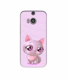 Amazon Brand - Solimo Designer Cute Pink Cat 3D Printed Hard Back Case Mobile Cover for HTC One M8