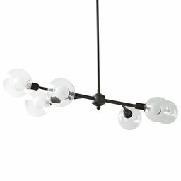 Amazon Brand – Rivet Mid-Century Modern Glass Globe Ceiling Pendant Chandelier With 6 Light Bulbs - 40.5 x 14 x 6.75 Inches, 6-48 Inch Cord, Matte Black