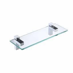 Umi. par Amazon 35.56 cm Étagère murale rectangulaire pour salle de bain en verre trempé de 8 mm Finition chrome poli, BGS3201S35