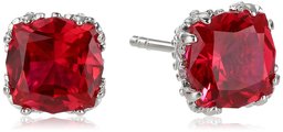 Created Ruby Jubilee Cut Stud Earrings with Crown Setting in Sterling Silver (7mm)