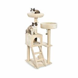 AmazonBasics Large Dual Platform Cat Condo Tree Tower - 19 x 50 x 19 Inches, Beige