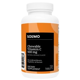 Amazon Brand - Solimo Chewable Vitamin C 500mg, Natural Orange Flavor, 150 Tablets, Five Month Supply