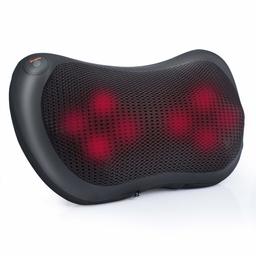 Massage Pillow, Shiatsu Massager Deep Kneading with  8 heated Rollers for Back Neck Shoulder and Full Body Pain Relife, Stress Relax at Office and Car, Black