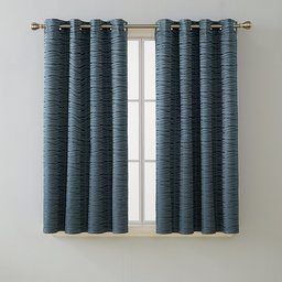 Umi. Essentials Rideaux Motifs Ligne Doublure Occultant Isolants Thermique à Oeillets avec Couche de Mousse Rideau pour Chambre 2 Pièces 117x138cm Bleu