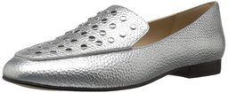 Amazon Brand - The Fix Women's Dakoda Silver Flat Head Stud Loafer, Silver Metallic, 8 B US