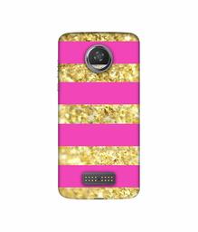 Amazon Brand - Solimo Designer Golden Stripes 3D Printed Hard Back Case Mobile Cover for Moto Z2 Play