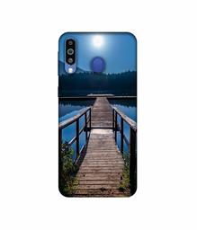 Amazon Brand - Solimo Designer Wooden Beach 3D Printed Hard Back Case Mobile Cover for Samsung Galaxy M21