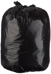 AmazonBasics 60 Gallon Large Trash Can Liner, Lawn and Leaf, 1.1 mil, Black, 150-Count