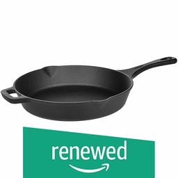 (Renewed) AmazonBasics Pre-Seasoned Cast Iron Skillet Pan, 12 Inch