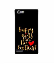 Amazon Brand - Solimo Designer Happy Girls are The Prettiest 3D Printed Hard Back Case Mobile Cover for Oppo Neo 7