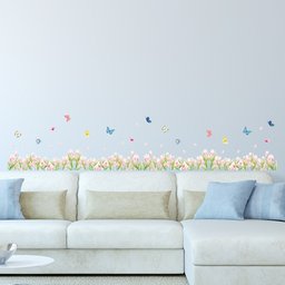 Amazon Brand - Solimo Wall Sticker for Home (Lilies and Butterflies, Ideal Size on Wall, 186 cm X 30 cm)