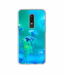 Amazon Brand - Solimo Designer Blue Flower UV Printed Soft Back Case Mobile Cover for OnePlus 6