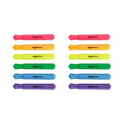 AmazonBasics Tank Style Highlighters - Chisel Tip, 12-Pack