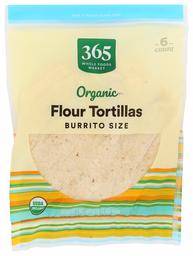 365 Everyday Value, Tortillas Flour Burrito Size Organic 6 Count, 16 Ounce