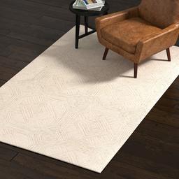 Amazon Brand – Rivet Geometric Wool Area Rug, 5 x 8 Foot, Gray, Ivory