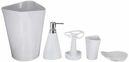 AmazonBasics 5-Piece Bathroom Accessories Set, Smooth White