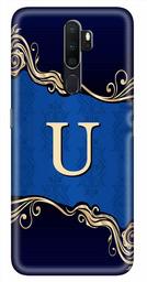 Amazon Brand - Solimo Designer Blue Pattern Alphabet-U 3D Printed Hard Back Case Mobile Cover for Oppo A9 (2020)