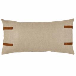 Stone & Beam Throw-Pillows Flax with Dark Brown Linen Blend Pillow with Suede Accents Lumbar