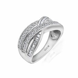 [Find] Amazon Collection Rhodium Lycra Solid Sterling Silver Clear Cubic Zirconia bikkuzirukoniainta-rokkingubandoringu, Size 9 