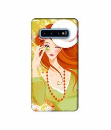 Amazon Brand - Solimo Designer Lady with Hat 3D Printed Hard Back Case Mobile Cover for Samsung Galaxy S10 Plus