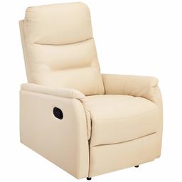 AmazonBasics Modern Faux Leather Pull-Tab Recliner Chair - Cream