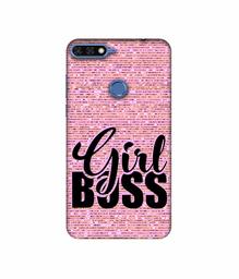 Amazon Brand - Solimo Designer Girl Boss On Pink Sparkle 3D Printed Hard Back Case Mobile Cover for Huawei Honor 7A