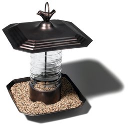 Strathwood Iron and Ribbed Glass Bird Feeder with Java Black Finish