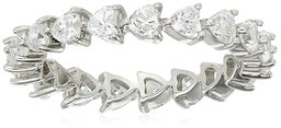 Amazon CollectionPlatinum-Plated Sterling Silver Swarovski Zirconia White Heart All-Around Eternity Ring, Size 7