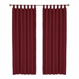 Umi. Essentials - Cortinas Opacas con Aislamiento Térmico Cortina para Habitacion Hotel Oficina con Trabillas 2 Piezas 140 x 260 cm Rojo Oscuro