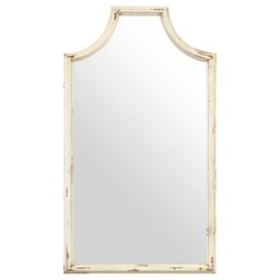 Amazon Brand – Stone & Beam Curved Vintage-Look Wood Frame Wall Mirror - 28-Inch Height, White