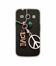 Amazon Brand - Solimo Designer Love and Peace UV Printed Soft Back Case Mobile Cover for Samsung Galaxy J1