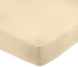 AmazonBasics 400TC Cotton Sateen Wrinkle Free Fitted Sheet Beige 180 x 200 x 30 cm