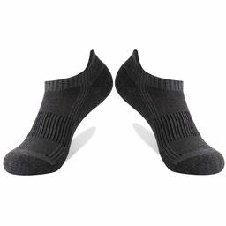 Dsource Unisex Copper Athletic Cushion No Show Socks for Hiking Travel 1 Pair Dark Gray Large