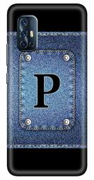 Amazon Brand - Solimo Designer Button Jeans Alphabet-P 3D Printed Hard Back Case Mobile Cover for Vivo V17