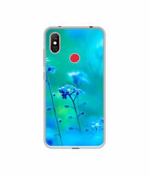 Amazon Brand - Solimo Designer Blue Flower UV Printed Soft Back Case Mobile Cover for Redmi Note 6 Pro