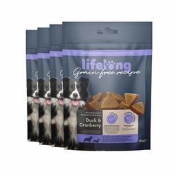 Marque Amazon - Lifelong - Friandises pour chiens, sans blé, avec mono-protéine, avec canard et canneberges (4 pack x 240gr)