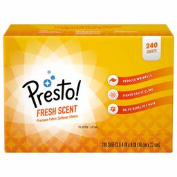 Amazon Brand - Presto! Fabric Softener Sheets, Fresh Scent, 240 Count