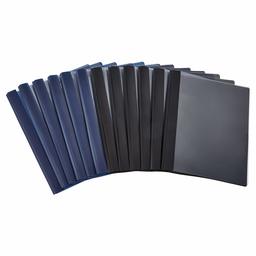 AmazonBasics - Funda transparente para reportes de plástico con punta de metal, varios colores negro y azul marino 12-Pack