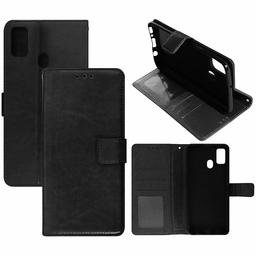 Amazon Brand - Solimo Flip Leather Mobile Cover (Soft & Flexible Back case) for Samsung Galaxy M21 / M30s (Black)