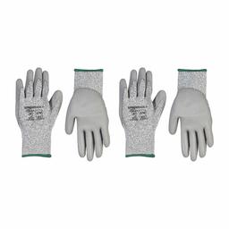 AmazonBasics Gants de travail anti coupures Niveau A2 Revêtement polyuréthane Compatibles avec écran tactile Poivre et sel Taille 8 M 2 paires