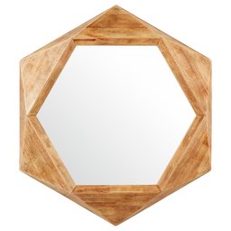 Amazon Brand – Rivet Modern Hexagon Wood Frame Hanging Wall Mirror, 30 Inch Height, Natural