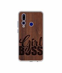 Amazon Brand - Solimo Designer Girl Boss On Wood UV Printed Soft Back Case Mobile Cover for HTC Wildfire X